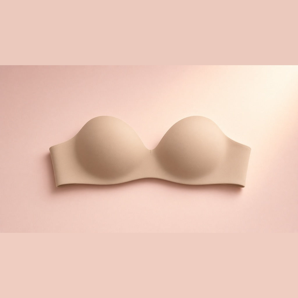 JoyDrop SculptLift Wire-Free Bra in Nude on a blush background