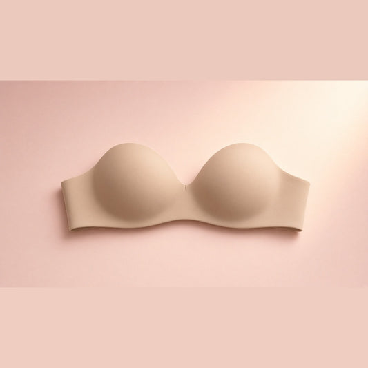 JoyDrop SculptLift Wire-Free Bra in Nude on a blush background